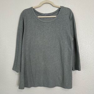 Cut Loose Linen Blend Heathered Gray 3/4 Sleeves Tee, Sz Large